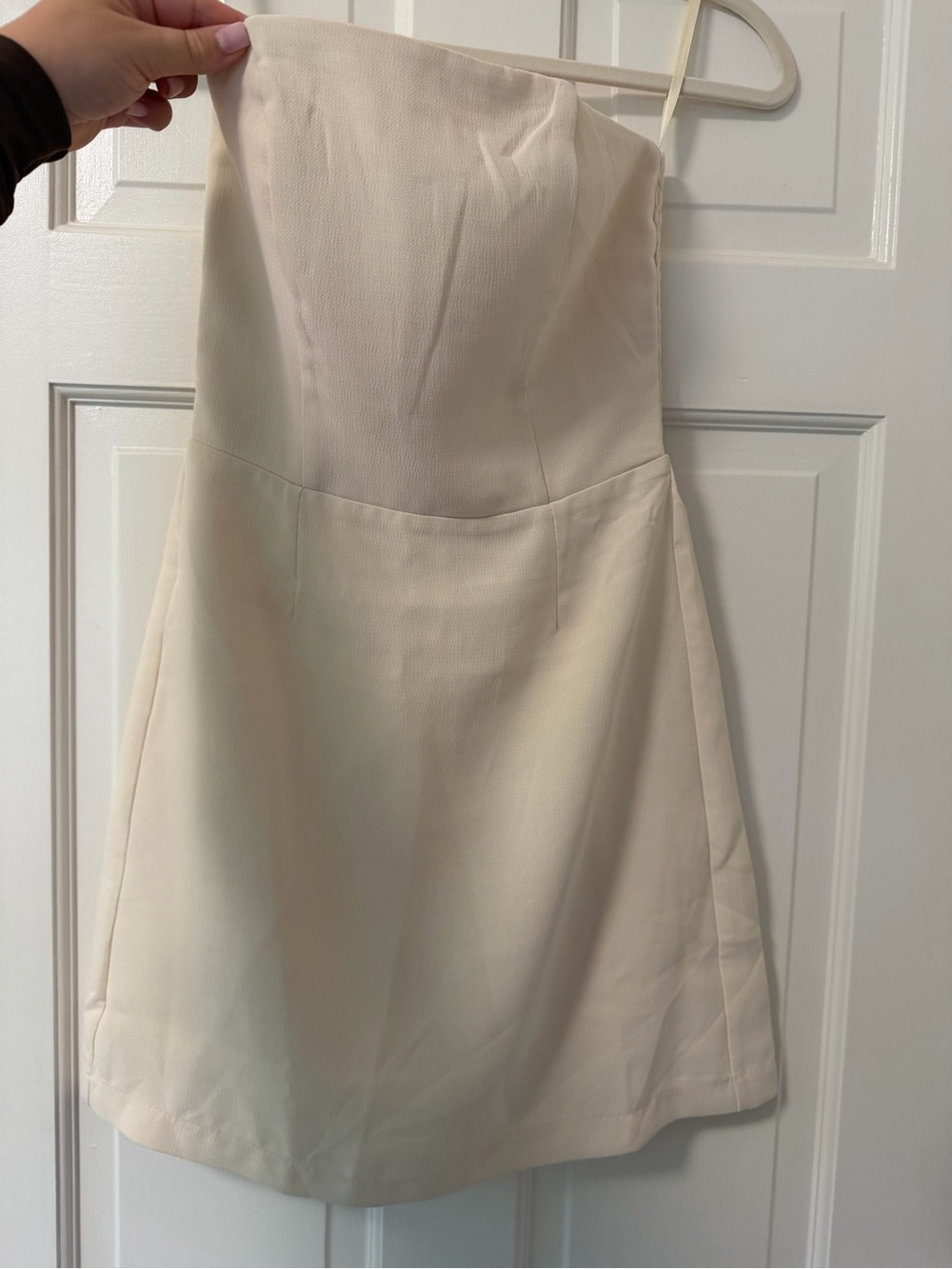 Cream Strapless Mini Dress - Picture 2 of 5